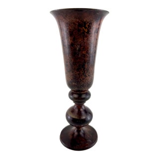 Vintage Metal Vase With Aged Patina Decorative Vessel For Sale
