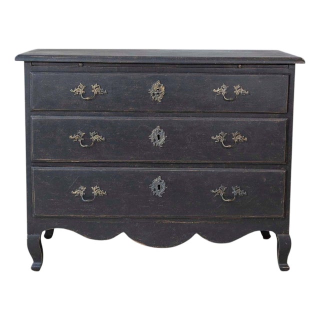 Swedish 18th Century Writing Desk Commode with Original Brass Hardware, c.1760 For Sale
