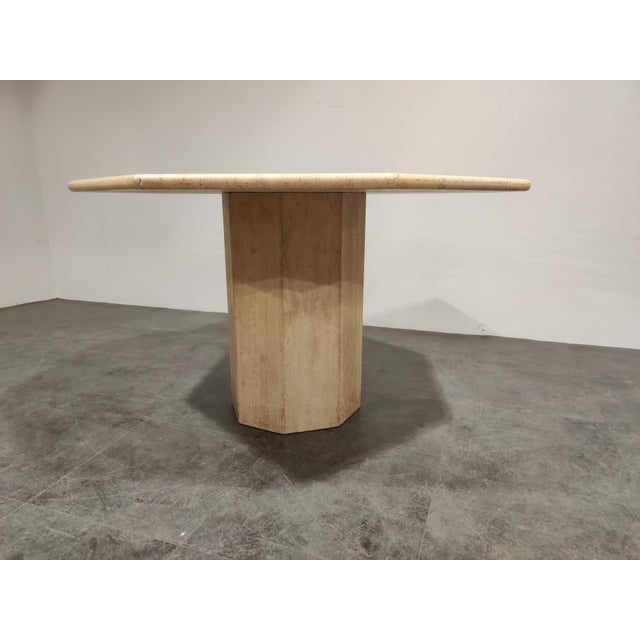 Italian Octagonal Travertine Dining Table, 1970s For Sale - Image 6 of 10