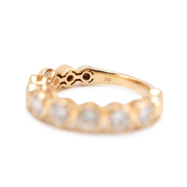 Metal Ladies 18k Yellow Gold 1.50ctw Bezel Set Half Eternity Band Ring, Size 6.5 For Sale - Image 7 of 8