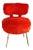 1960s French Mid Century Modern Fluffy Red Chair For Sale