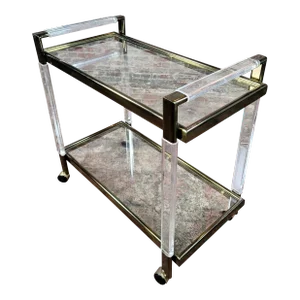 Vintage Mid Century Brass & Lucite Bar Cart