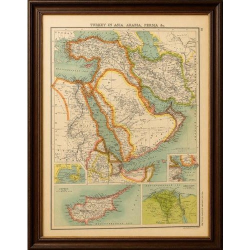 Turkey in Asia, Arabia & Persia Map with Cyprus and Egypt Insets c.1902 A beautifully detailed antique map titled “Turkey...