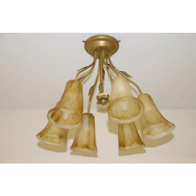 Murano Cierre Studio Handcrafted Amber Glass Difffuser Ceiling Lamp For Sale - Image 4 of 13