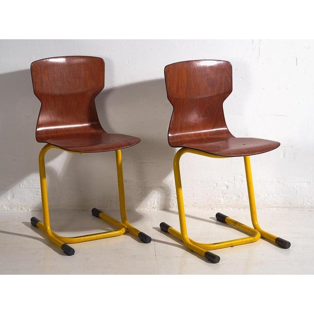 Vintage Yellow Dining Room Chairs, 1950, Set of 4 For Sale - Image 5 of 12