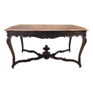 Antique French Louis XV Style Parquetry Library Table For Sale