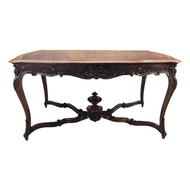 Antique French Louis XV Style Parquetry Library Table For Sale