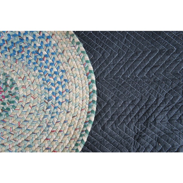 Textile Vintage Woven Braided Geometric Oval Area Rug Runner Mat 84" For Sale - Image 7 of 14