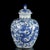 This is an elegant vintage porcelain jar, crafted in the classic Chinese blue and white style. The jar features a classic...