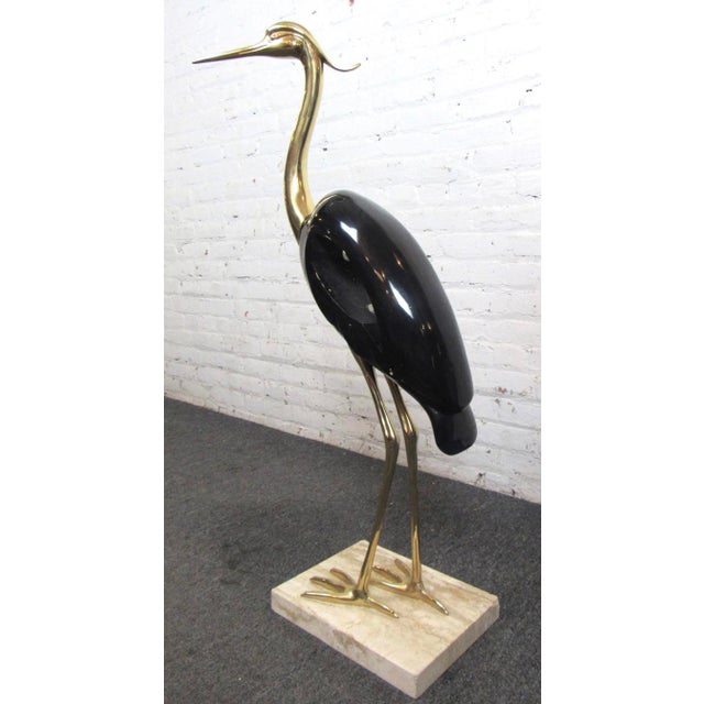 Mid 20th Century Crane Sculpture With Brass For Sale - Image 4 of 5