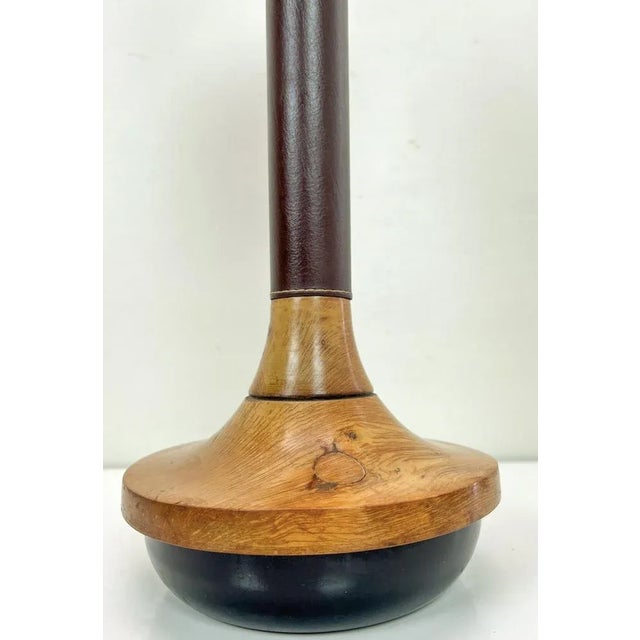 Mid-Century Danish Wood and Leather Standing Ashtray, 1970s For Sale - Image 10 of 13