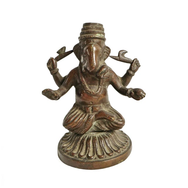 Small Antique Bronze Ganesha Statue For Sale - Image 4 of 4