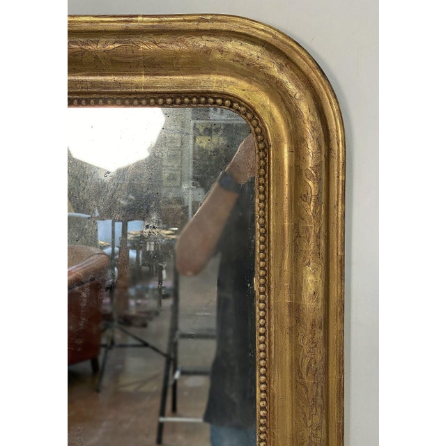 Large Louis Philippe Arch Top Gilt Mirror (H 59 X W 38 1/2) For Sale In Austin - Image 6 of 11