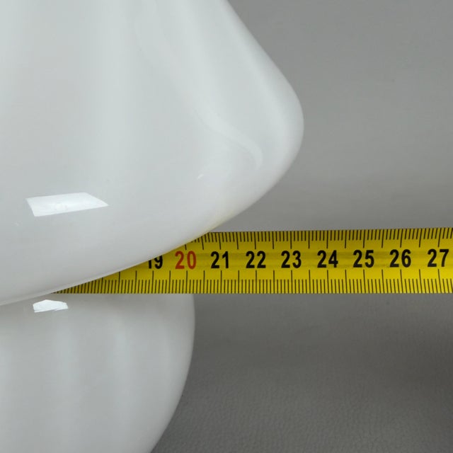 Vintage Space Age Mushroom Swirl Table Lamp in Murano Opal Glass, 1970s For Sale - Image 9 of 11