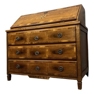 Louis XVI Walnut Burnt Commode with Marquet Decoration For Sale