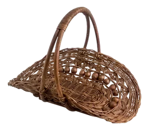 Antique Wicker and Beaded Magazine Mail Basket