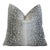 Silvery Gray Charcoal Antelope Print Linen & Velvet Feather/Down Pillow For Sale