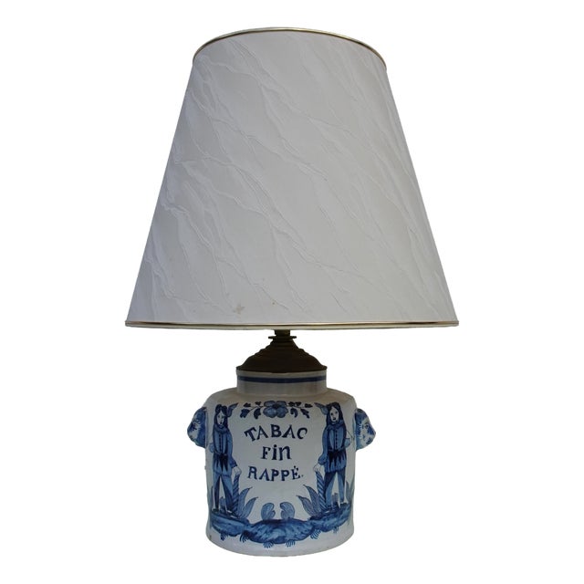 Antique Delftware Ceramic Table Lamp For Sale