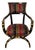 Italian Black Lacquer and Gilt Armchair with Floral Cotton Satin Upholstery, 1980s For Sale