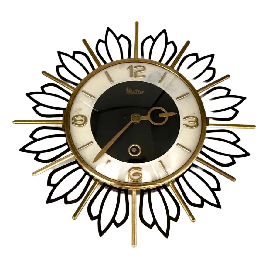 Mid-Century Sunburst Wall Clock from Müller, 1960s | Chairish