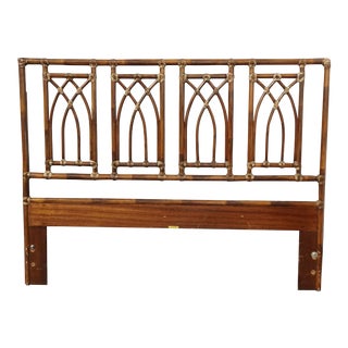 Vintage Mid Century Modern Bamboo Rattan McGuire Queen Headboard For Sale