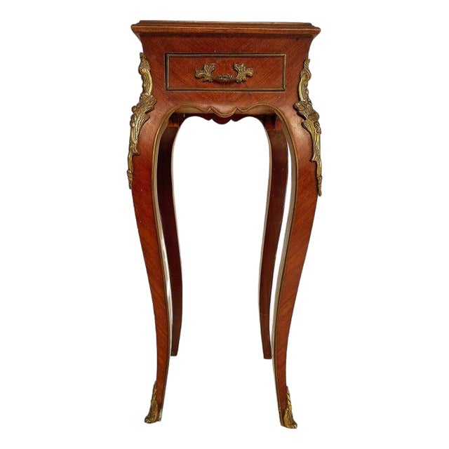 French Classic Louis XV Style Marquetry Nightstands With Drawer, 1910 For Sale