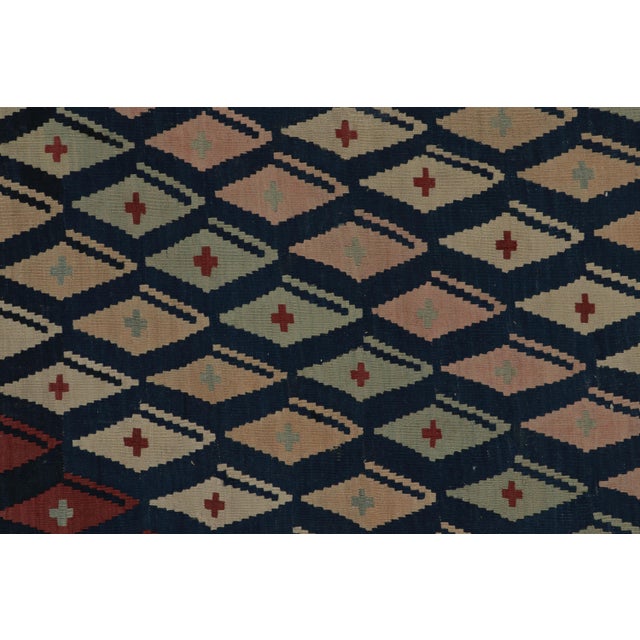 Textile 1950s Vintage Turkish in Red, Blue and Pink Geometric Pattern by Rug & Kilim For Sale - Image 7 of 8