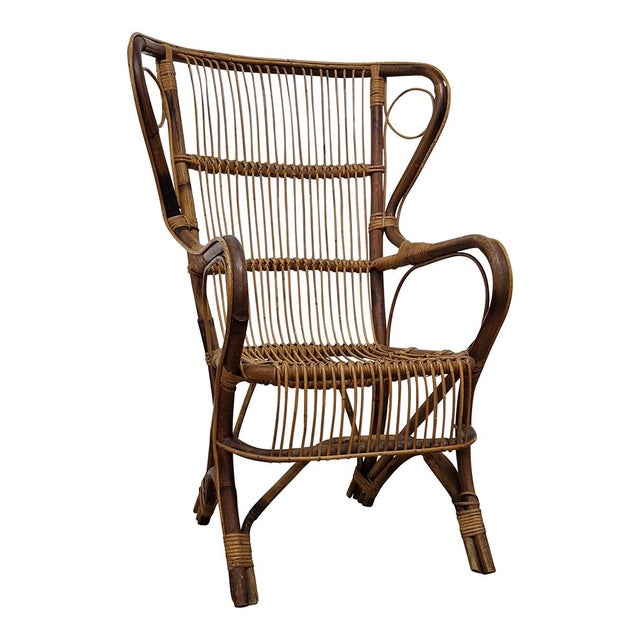 1960s Bamboo and Rattan Armchair, 1950s For Sale - Image 5 of 8
