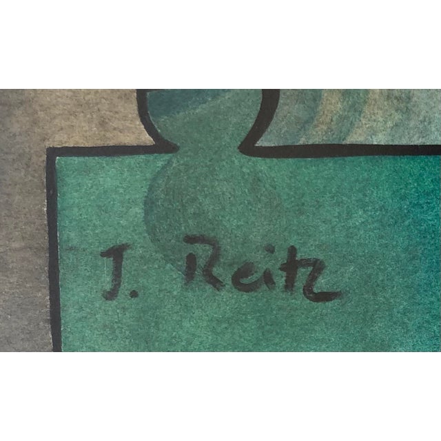John Reitz, Composition géométrique, Pastel and Watercolor on Cardboard, Framed For Sale - Image 3 of 9