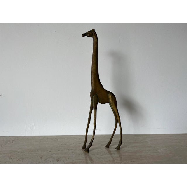 70"s Vintage Art Handmade Solid Brass Giraffe Sculpture/ Sold For Sale - Image 13 of 13