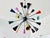Mid-Century Modern Mid Century Modern Multicolor Sputnik Chandelier, Large Colorful Cone Shade Pendant Light, Stilnovo Style Ceiling Fixture For Sale - Image 3 of 8