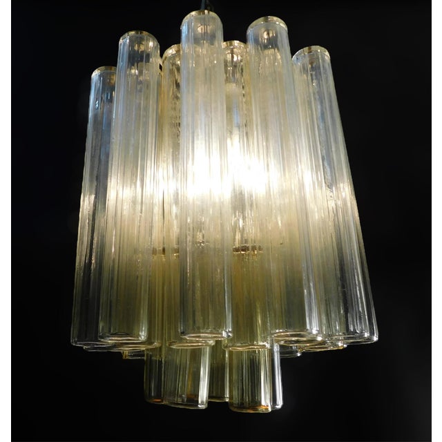 1960s Clear and Yellow Murano Tubes Chandelier For Sale - Image 6 of 8