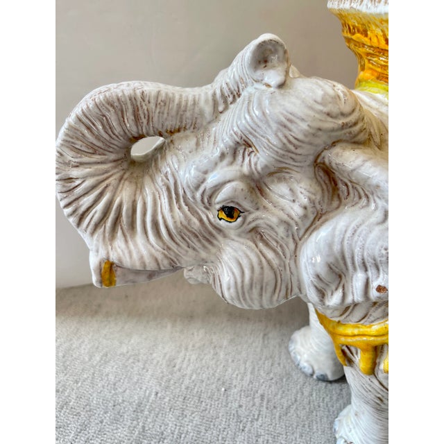 Just in, this charming is smaller in size, Italian Glazed Terracotta Elephant Garden Seat. The saddle and seat are a light...