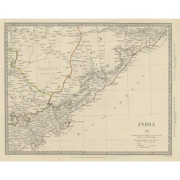 Antique Map of Eastern India, 1832 For Sale