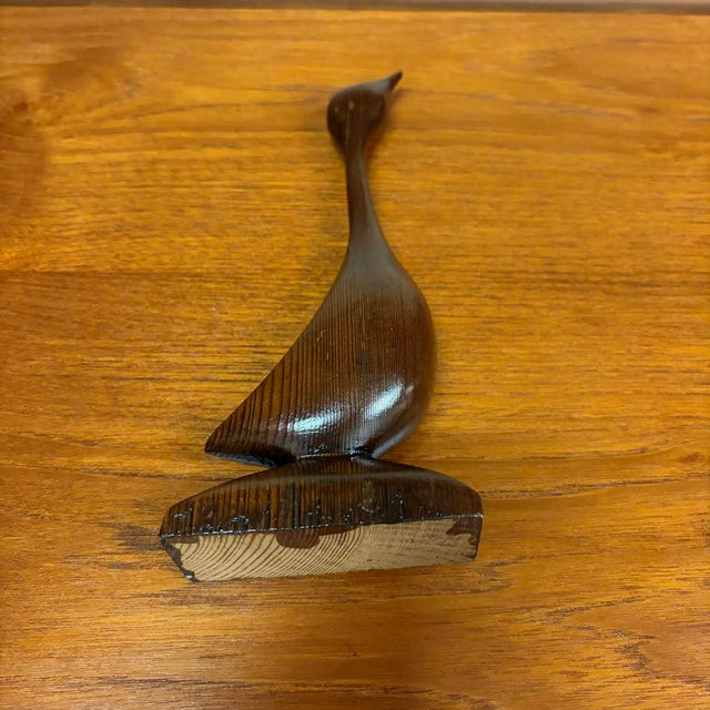 Mid-Century Modern Hand-Carved Wooden Bird Sculpture For Sale - Image 11 of 12