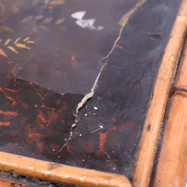 Victorian Bamboo Occasional Table With Lacquered Top, English, Ca. 1880 For Sale - Image 10 of 11
