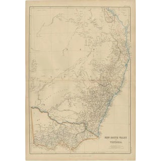 Antique Map of New South Wales and Victoria by W. G. Blackie, 1859 For Sale