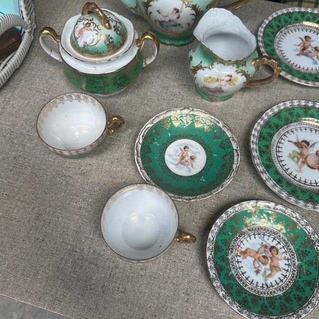 Ceramic Vintage Austria Ceramic Green Tea Set - 15 pcs For Sale - Image 7 of 8