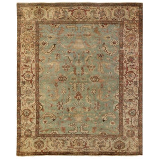 Exquisite Rugs Serapi Hand knotted Wool Light Blue/Ivory Rug-9'x12' For Sale