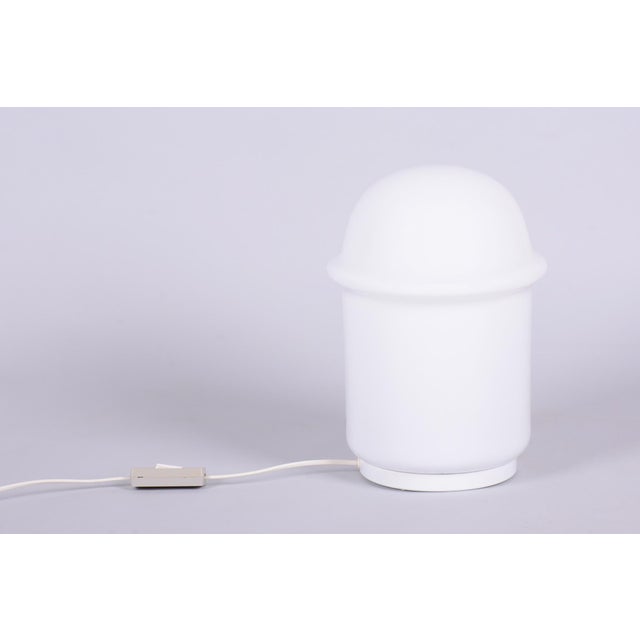 White Mid-Century Table Lamp in Lacquered Metal and Opal Glass, Czech, 1960s For Sale - Image 8 of 8