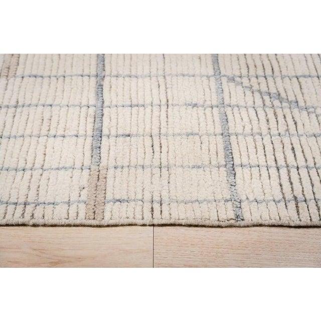 2020s 5x9 Ivory Hand-Knotted Wool Linear Gridwork Modern Geometric Carpet Rug For Sale - Image 5 of 7
