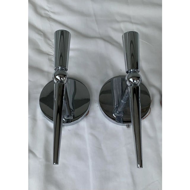 Set of 2 mid-century modern Polished nickel sconces by Boyd Lighting..