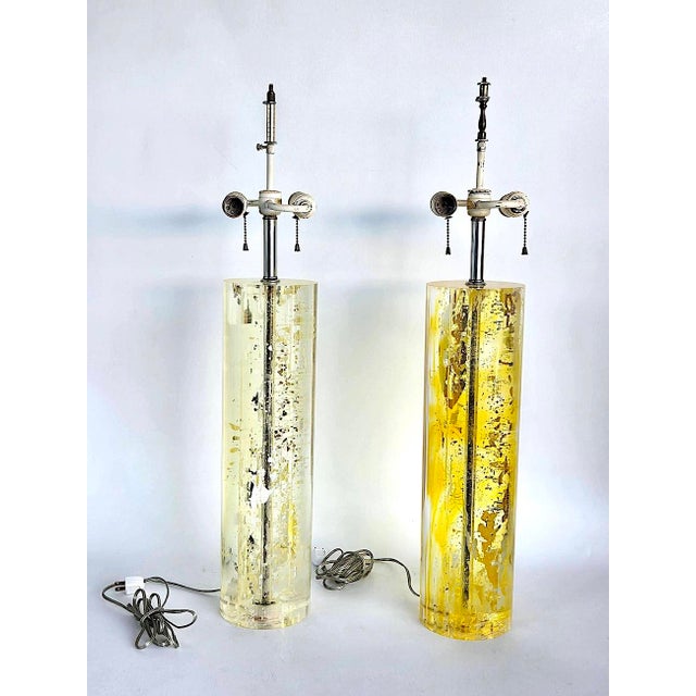 Mid 20th Century Frederick Cooper Chicago Fractal Resin Tall Table Lamps, Set of 2 For Sale - Image 10 of 17