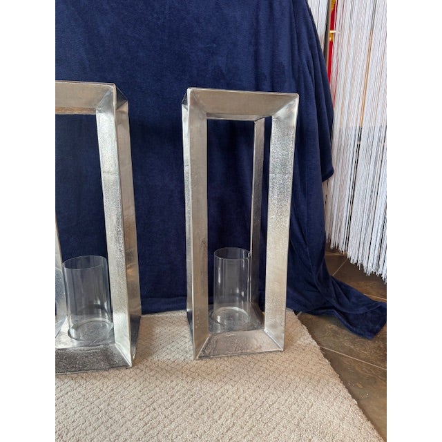 Dovetail Azelea Silver-Tone Metal Lanterns- Set of 2 For Sale - Image 4 of 7