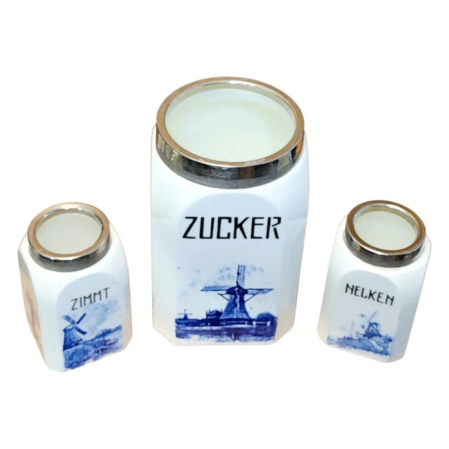 1930s 1930s Early Staffel Germany Porcelain Spice Jars - Set of 3 For Sale - Image 5 of 8