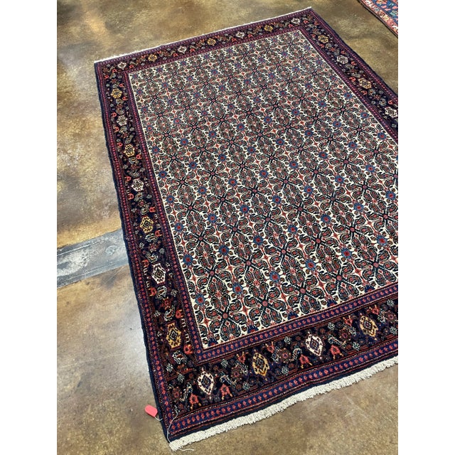 1990s Handwoven Old Persian Senneh Area Rug 4'6" X 6'6" For Sale - Image 4 of 5