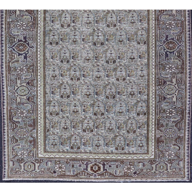 Tribal Antique Persian Malayer Rug With Intricate Geometric Patterns 4'1 X 7'2 For Sale - Image 3 of 11