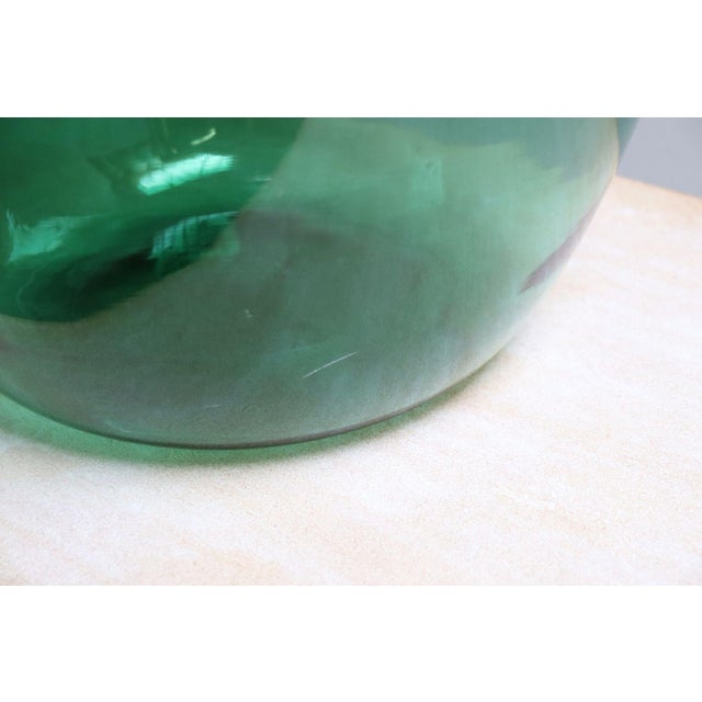 Vintage French Blown Glass Wide Neck Demijohn Carboy in Teal Green For Sale - Image 12 of 12