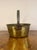 Quality heavy antique Victorian brass jam pale, having an iron shaped handle to the top of the quality brass jam pale.
