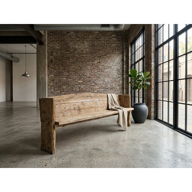 Primitive Rustic Farmhouse Reclaimed Barnwood Pew Bench 60 In. For Sale - Image 17 of 17